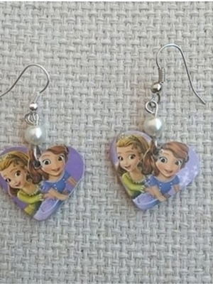 Handmade Princess Sofia Heart Earrings purple