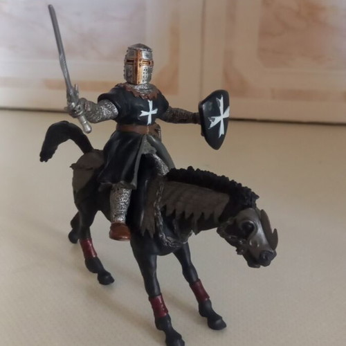 PAPO Hospitaller Knight Figure with Dark Evil Horse used