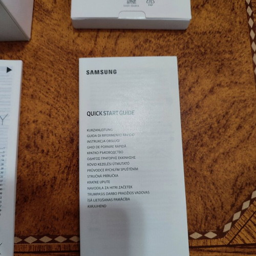 Samsung A52S 5G box used with warranty card and quick start guide