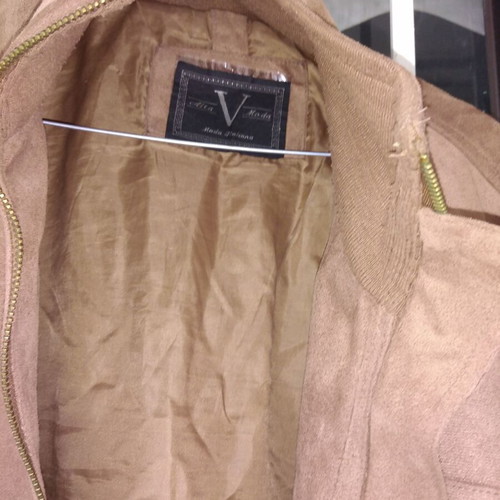 Beige Italian jacket used, plasticized leather