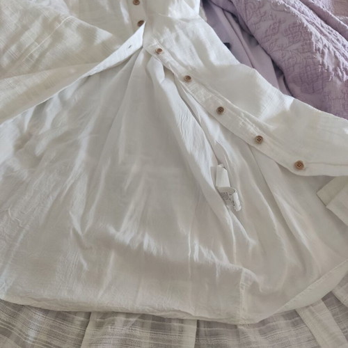 Zara long cotton dress beige boho chic romantic minimal XS used