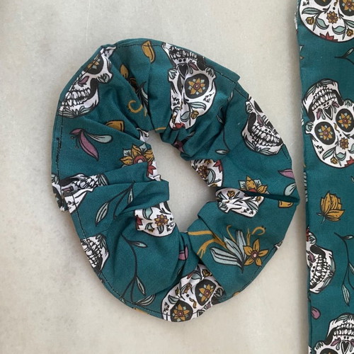 Handmade set of bag with hair elastic new, cotton fabric