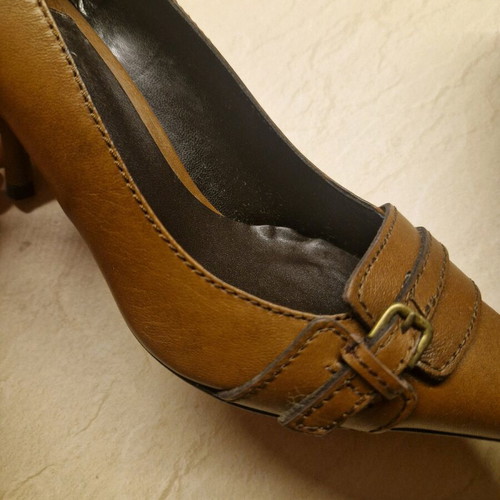 Zara leather pumps brown new, size 37, 8 cm heel