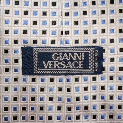 Versace silk tie like new, white and blue