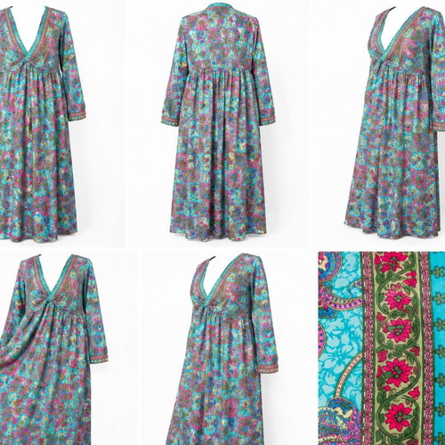Maxi dress PHI PHI STAR 100% poly silk XL/XXL new, boho paisley