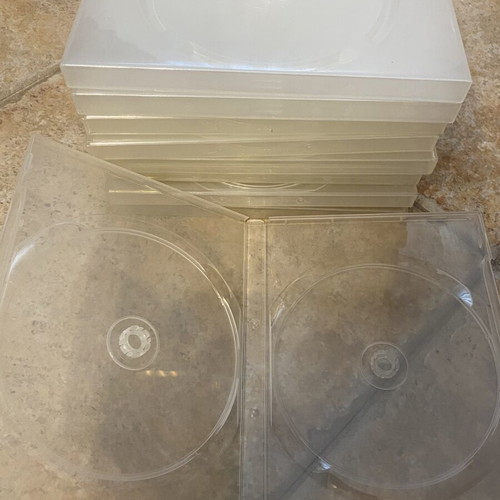 DVD cases pack of 9, 2-disc, like new, transparent and white