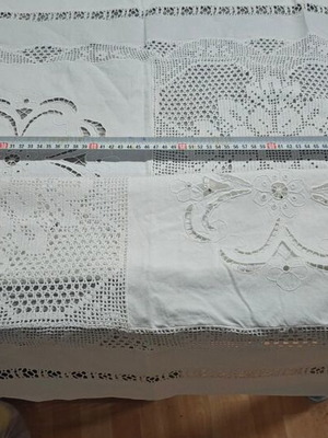 Handmade tablecloth from azur knit and machine 90x96 cm new