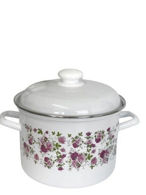 Enamel pot Roses 2L new