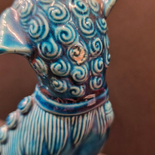 Chinese porcelain Foo dogs 20th century turquoise, like new