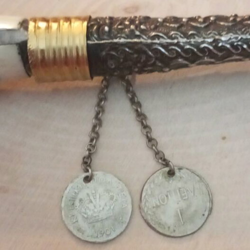 Silver 900 Cretan decorative knife like new with bone handle