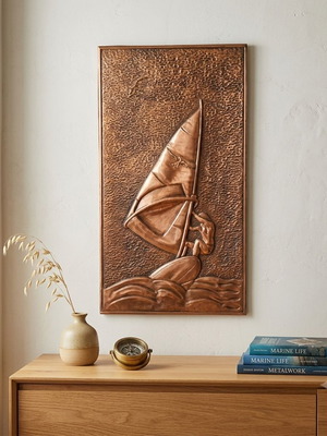 Медна картина Сърфист употребяван, 35x19 см