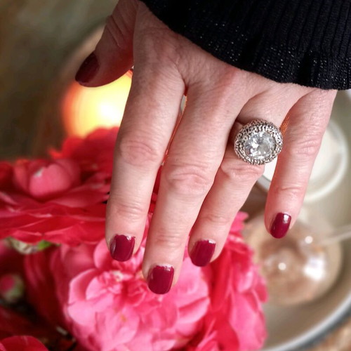 925 ring with zirconia used, size 17, vintage