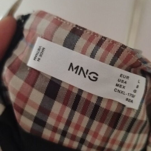 Mango checkered mini dress, size L, beige and brown