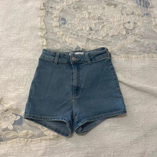 Bershka blue high-waist shorts