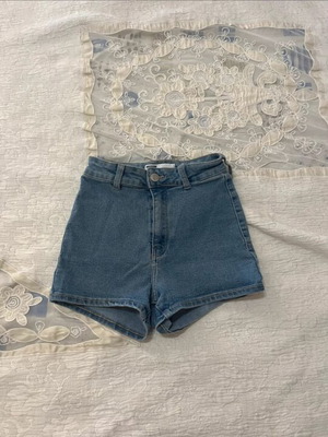 Bershka blue high-waist shorts