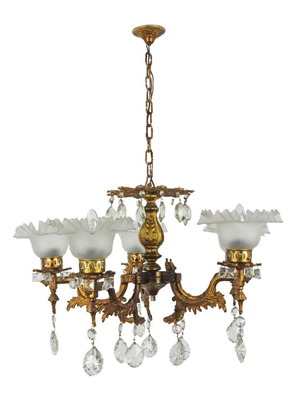 Pentafoto ceiling light new from 1960 metal and crystal