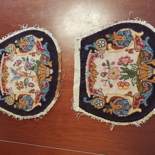 Old embroidery used, set of 2, 33x27 cm