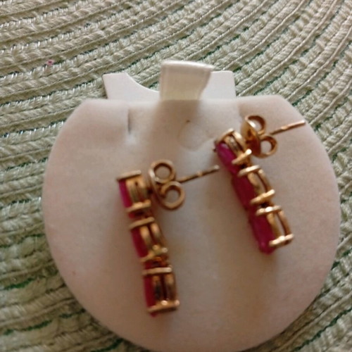 Riviera silver 925 gold-plated earrings with ruby root new