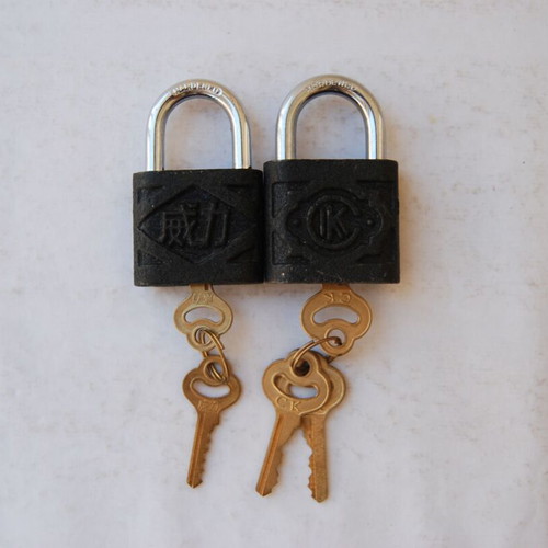 Padlocks used, set of two with 2 and 3 keys