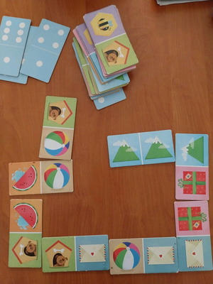 Domino game used, Psychogios editions, double-sided cards