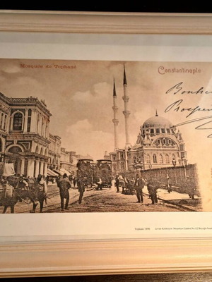 Vintage εκτύπωση «Mosquée de Tophané» της Κωνσταντινούπολης, σε κορνίζα