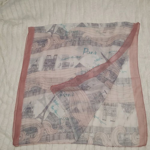 Cotton scarf 80/160 cm like new, multicolored souvenir from Paris