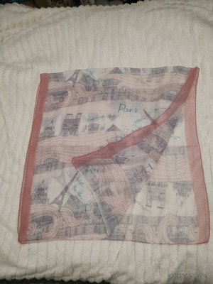 Cotton scarf 80/160 cm like new, multicolored souvenir from Paris