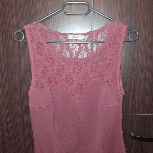 Toi&moi sleeveless dress with lace, size M, burgundy