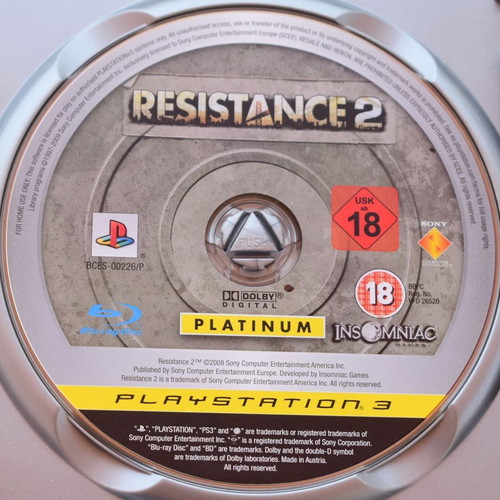 Resistance 2 PlayStation 3 game like new, action shooter