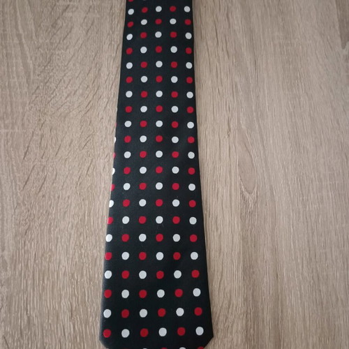 Tie like new, black with red and white polka dots