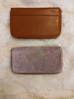 Wallets used, brown and pink, set of 2 pieces