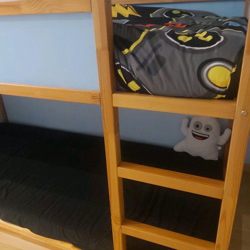 Low bed used that converts to high bunk with 2 mattresses
