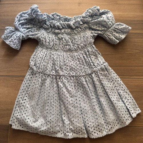 Lapin House broderie cotton dress for 4 years old, like new, turquoise