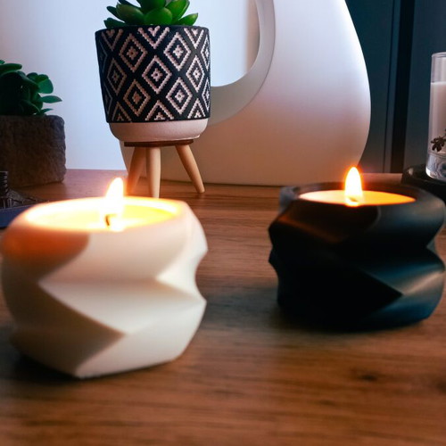 Modern tealight holders set black & white