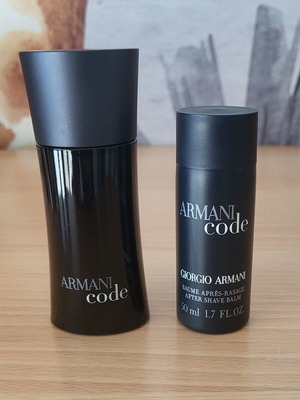 Giorgio Armani Code set used, edt perfume and after shave balm 50ml