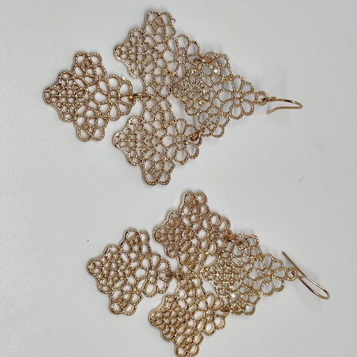Gold Filigree Earrings like new, lightweight, hook clasp