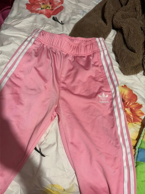 Adidas pink tracksuit like new for ages 11-12