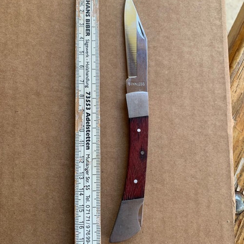 Lockback folding knife used, unsharpened blade