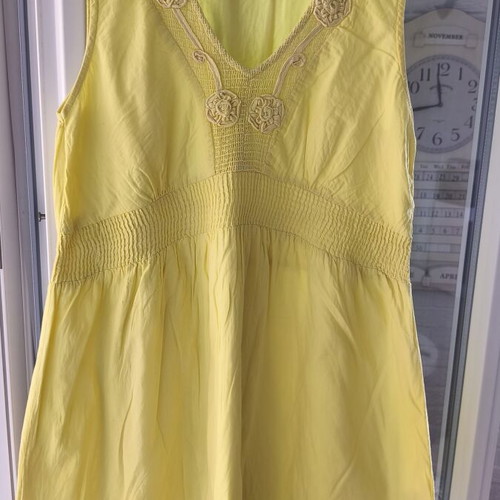 Raxevsky embroidered cotton dress, medium, yellow