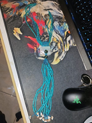 Long handmade necklace with turquoise beads like new