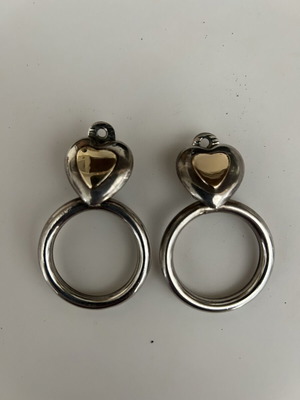 Folli Follie silver earrings with gold heart clip, like new