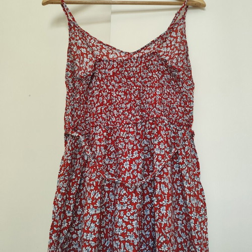 Maxi dress with flowers used, size Large, brick color