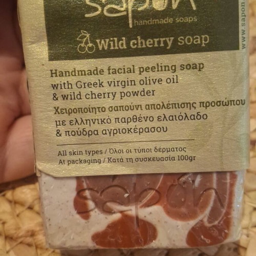 Peeling soap with Greek virgin olive oil and wild cherry powder new