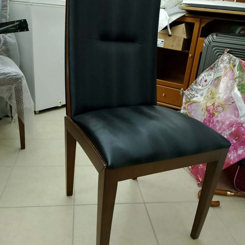 Chair solid walnut wood with leather like new