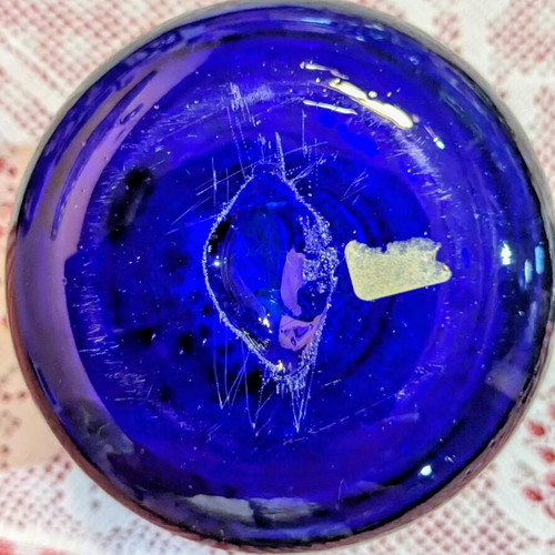 Vintage Handmade Cobalt Blue Vase with Vergina Star, Art Glass