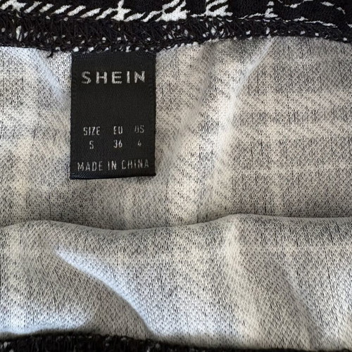 Shein black and white plaid skirt with slit