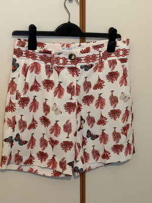 Versace Bermuda shorts white with red coral and butterflies, like new
