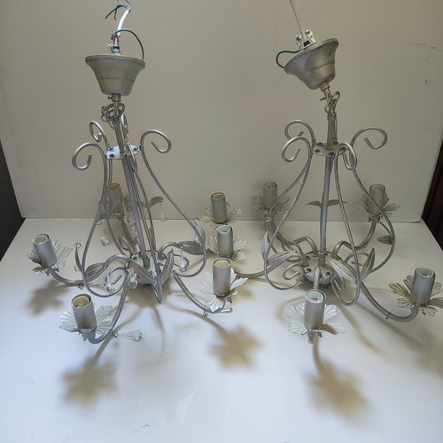 Set of 2 classic 5-light shabby chic chandeliers
