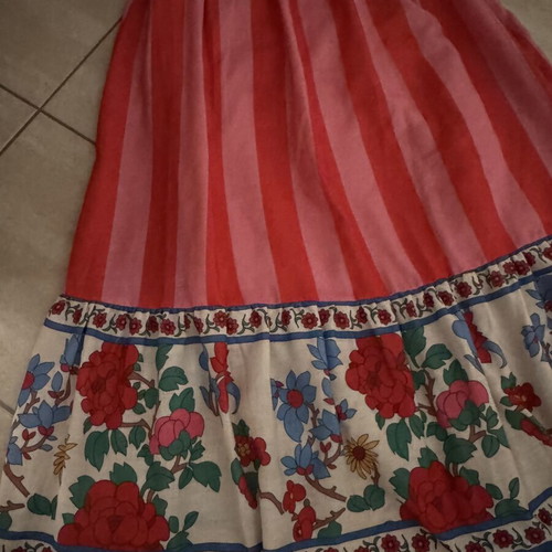 Karavan skirt with red stripes and floral border
