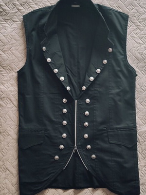 Vintage Gothic Military Black Vest Jacket like new, size S-M